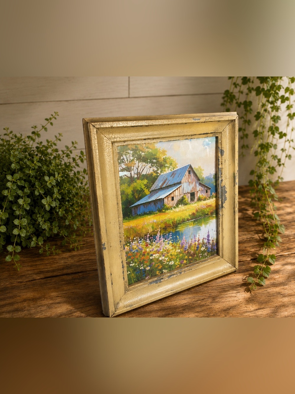 Rustic 8x10 Chippy Picture Frame with Farmhouse Art